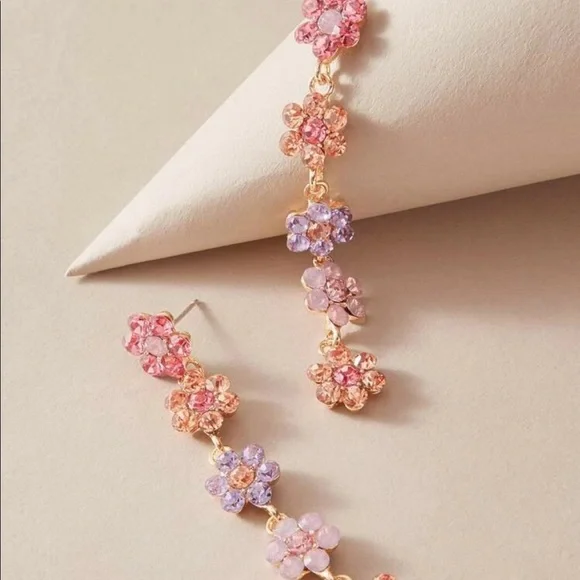 Betsey Johnson Cubic Zirconia Flower Earrings - Picture 3 of 8